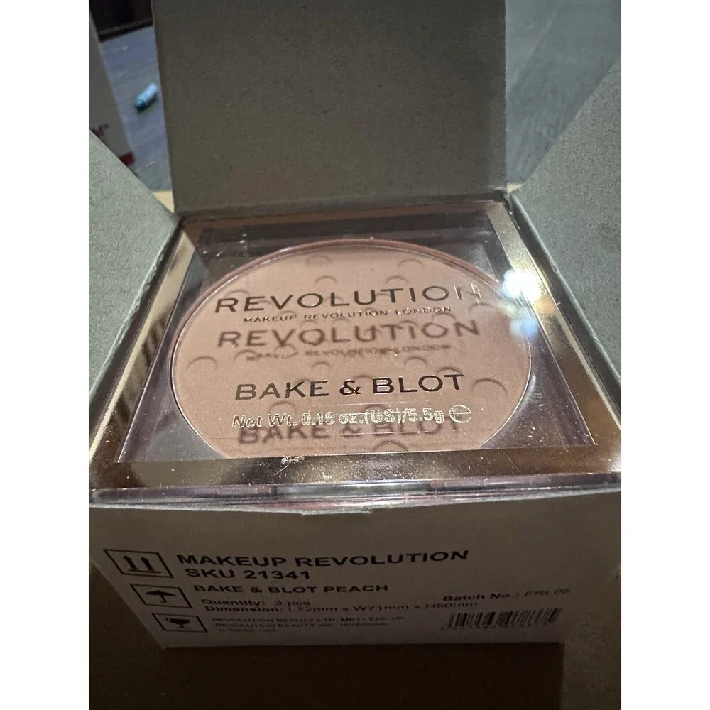 Makeup Revolution Bake & Blot Peach Setting Powder 3Pc Lot New